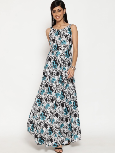 

Luni Blue & White Floral Printed Maxi Dress