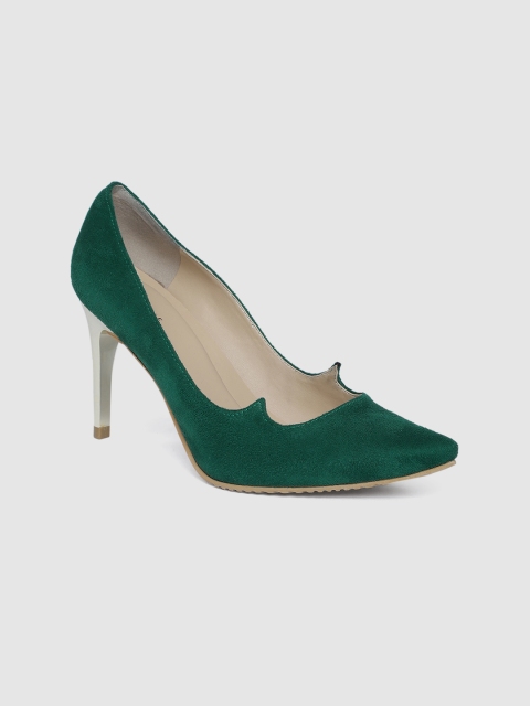 

HEATWAVE Women Green Solid Melba Suede Pumps