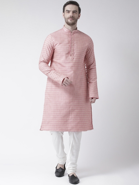 

Chitwan Mohan Men Pink Regular Kurta with Churidar