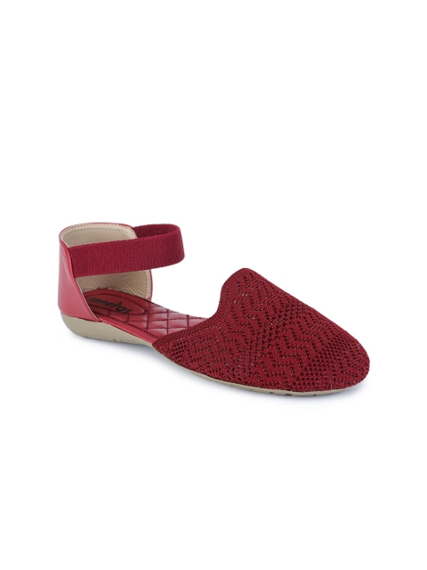 

SAPATOS Women Maroon Woven Design Ballerinas Flats