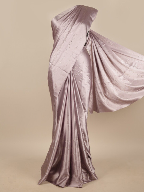 

Pothys Violet & Silver-Toned Satin Saree