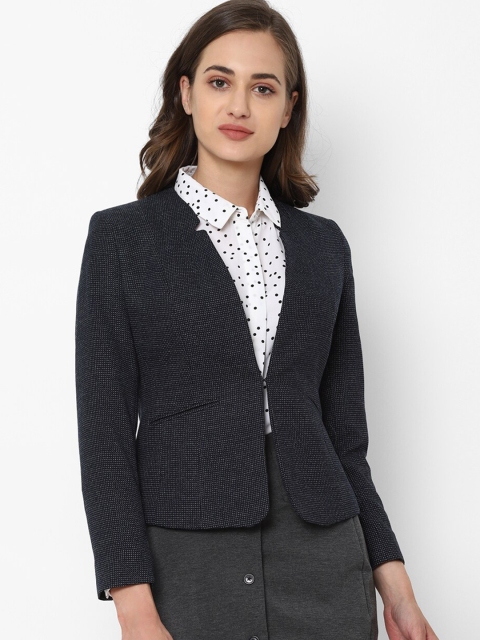 

Allen Solly Women Charcoal Grey Self-Design Single-Breasted Formal Blazer