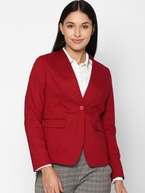 

Allen Solly Woman Women Red Solid Single-Breasted Formal Blazer