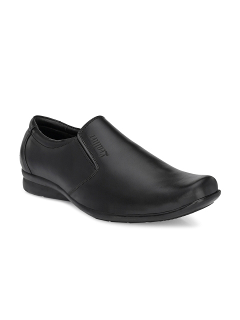 

John Karsun Men Black Solid Leather Slip On Shoes