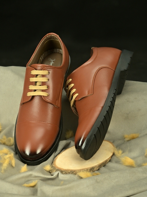 

John Karsun Men Tan Brown Solid Formal Derbys
