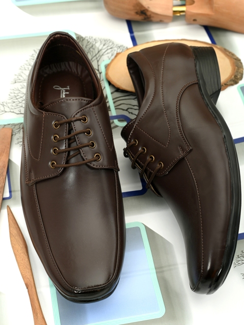 

John Karsun Men Brown Solid Synthetic Leather Formal Derbys