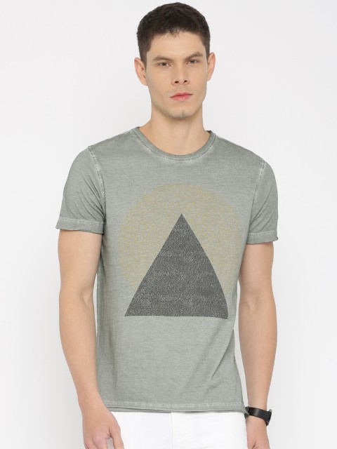 

Slub Men Grey Printed Round Neck T-shirt