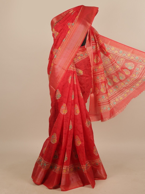 

Pothys Red & Beige Ethnic Motifs Saree