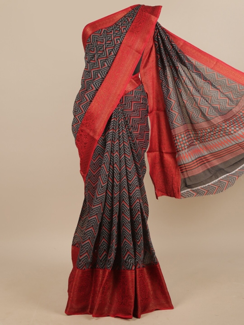 

Pothys Black & Red Printed Saree