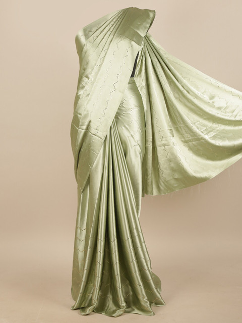 

Pothys Sea Green & Gold-Toned Embellished Saree