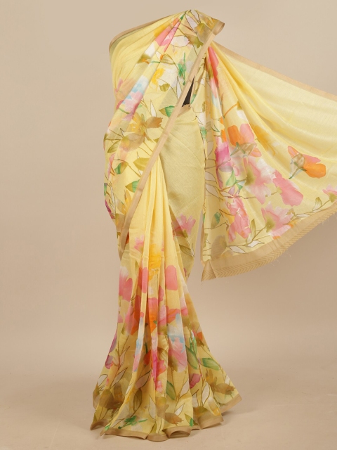 

Pothys Yellow & Pink Floral Saree