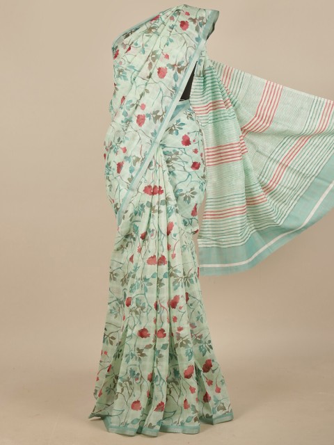 

Pothys Sea Green & Red Floral Saree