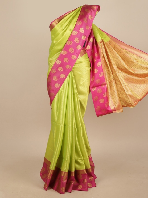 

Pothys Green & Fuchsia Woven Design Zari Jute Silk Saree