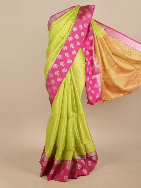 

Pothys Green & Pink Woven Design Zari Jute Silk Saree
