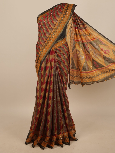 

Pothys Multicoloured Printed Beads & Stones Saree, Multi