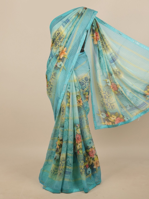 

Pothys Blue & Yellow Floral Printed Saree