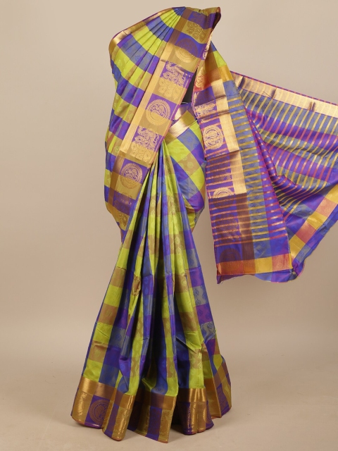 

Pothys Blue & Green Woven Design Zari Jute Silk Saree