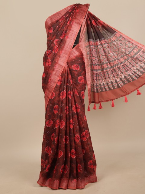 

Pothys Brown & Pink Linen Blend Saree