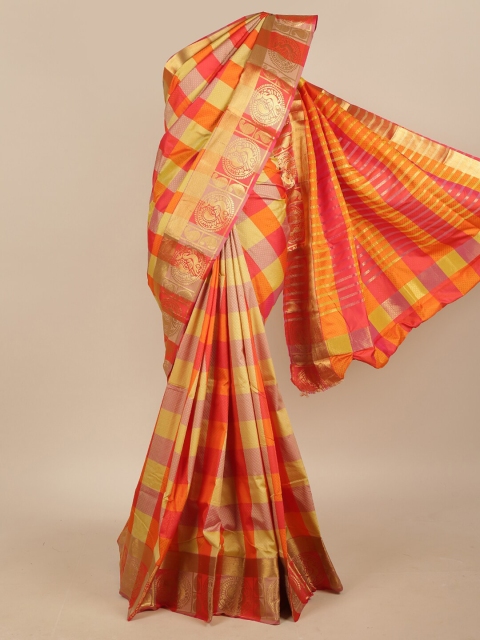 

Pothys Multicoloured & Gold-Toned Woven Design Zari Jute Silk Saree, Multi