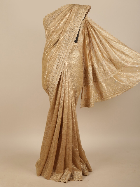 

Pothys Women Cream Embellished Net Saree with Blouse