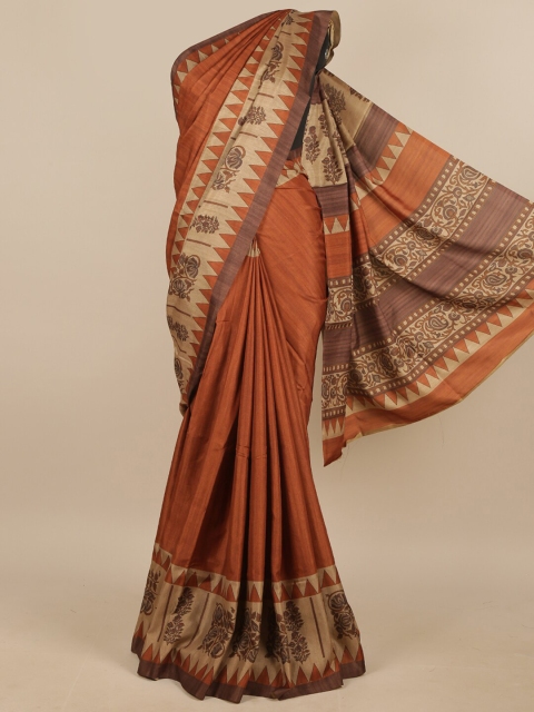 

Pothys Brown & Beige Ethnic Motifs Jute Silk Saree