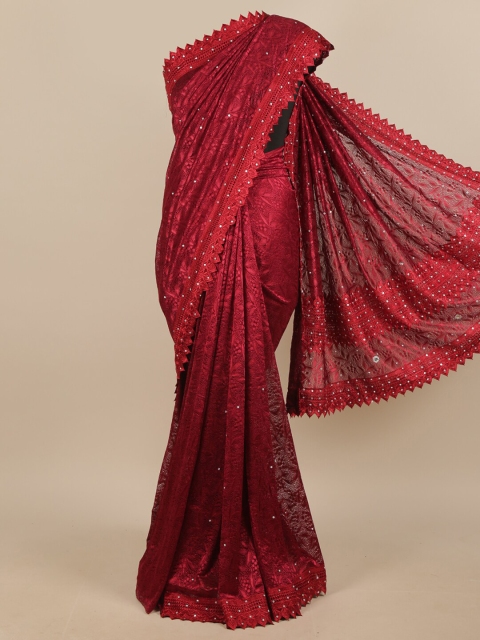 

Pothys Maroon & White Embellished Saree