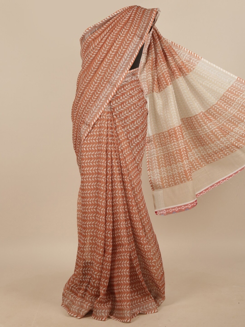 

Pothys Brown & Beige Linen Blend Saree