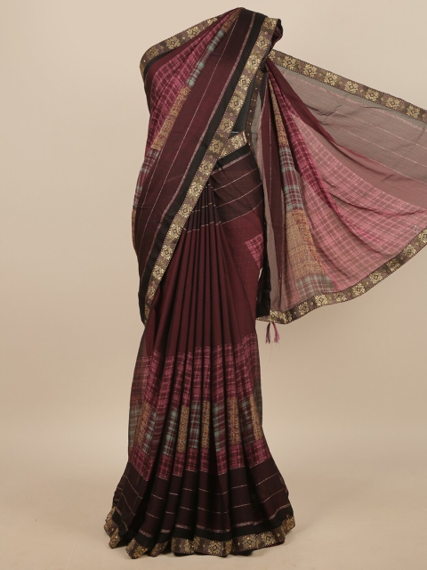 

Pothys Burgundy & Pink Geometric Printed Saree