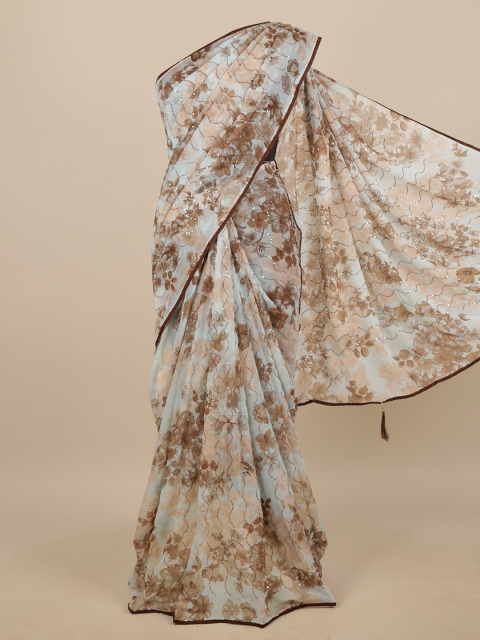 

Pothys Blue & Brown Floral Saree