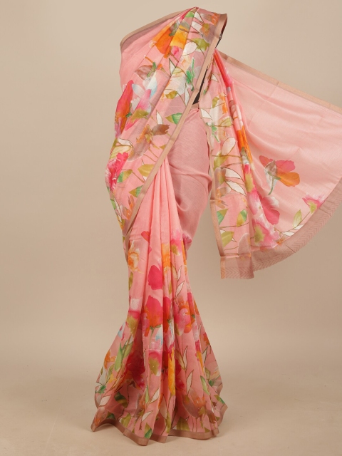 

Pothys Pink & Yellow Floral Printed Saree