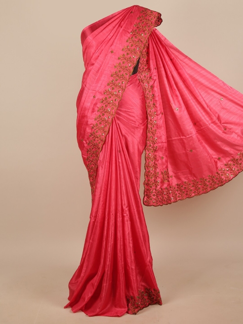 

Pothys Pink Art Silk Floral Embroidered & Embellished Saree