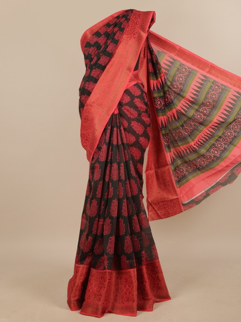 

Pothys Black & Red Ethnic Motifs Printed Saree