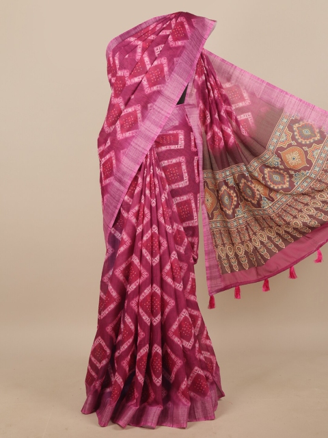 

Pothys Pink & Brown Linen Blend Saree