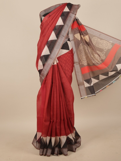 

Pothys Maroon & Black Printed Saree