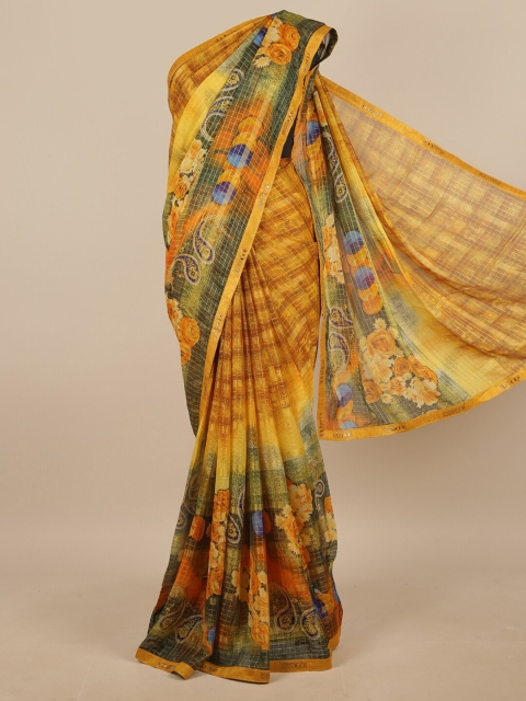 

Pothys Mustard & Blue Ethnic Motifs Saree