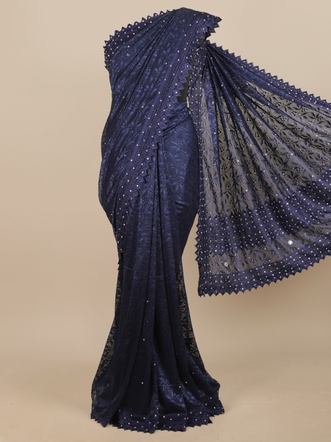 

Pothys Blue Floral Beads & Stones Net Saree
