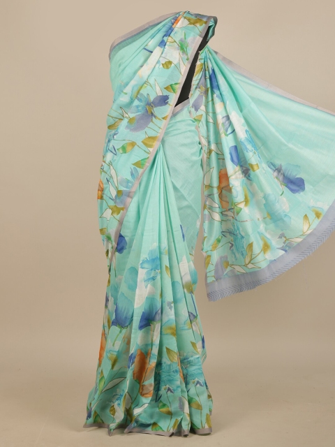 

Pothys Green Cotton Blend Floral Printed Saree