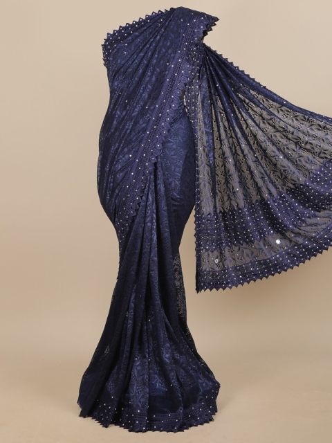 

Pothys Blue & White Embellished Net Saree