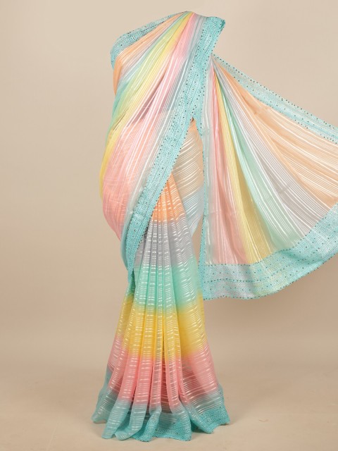 

Pothys Pink & Blue Striped Saree