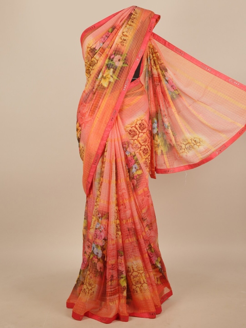 

Pothys Red & Green Floral Printed Saree