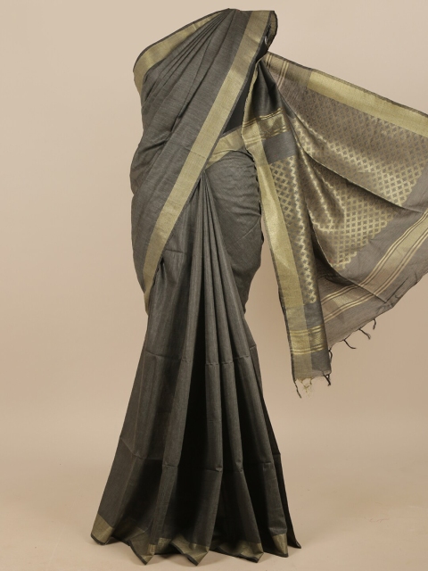 

Pothys Women Grey Jute Silk Saree with Blouse
