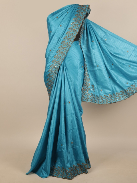 

Pothys Blue Art Silk Floral Embroidered & Embellished Saree