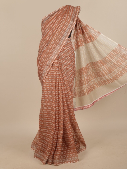 

Pothys Brown & Beige Woven Design Linen Blend Saree