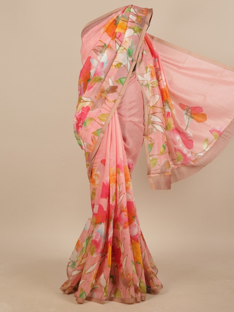 

Pothys Pink & Green Floral Printed Saree