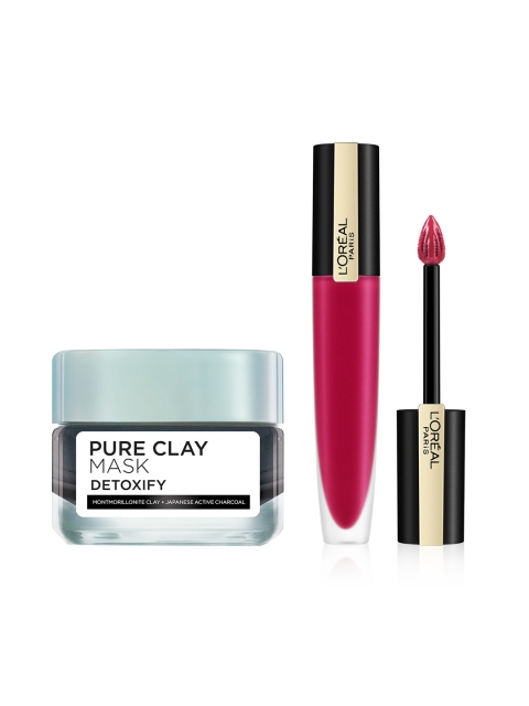 

LOreal Paris Set of Pure-Clay Detoxify Charcoal Face Mask & Rouge Signature Matte Lipstick