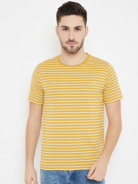 

Okane Men Mustard Yellow Striped T-shirt