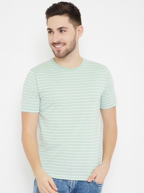 

Okane Men Green Striped Pockets T-shirt
