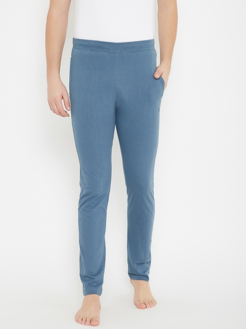 

Okane Men Blue Solid Mid-Rise Lounge Pants