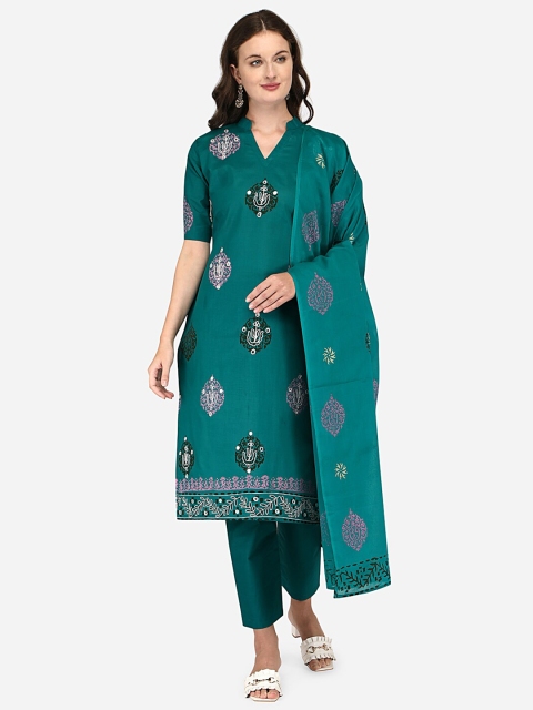 

Iris Green & Tan Embroidered Unstitched Dress Material