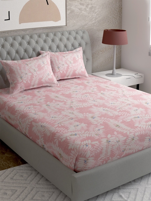 

EverHOME Pink & White Floral 300 TC King Bedsheet with 2 Pillow Covers